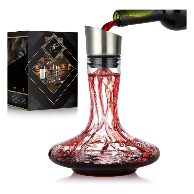 Carafe à vin avec aérateur et filtre intégrés - Vin rouge - Cadeau - Verre de cristal - Sans plomb - Accessoires vin