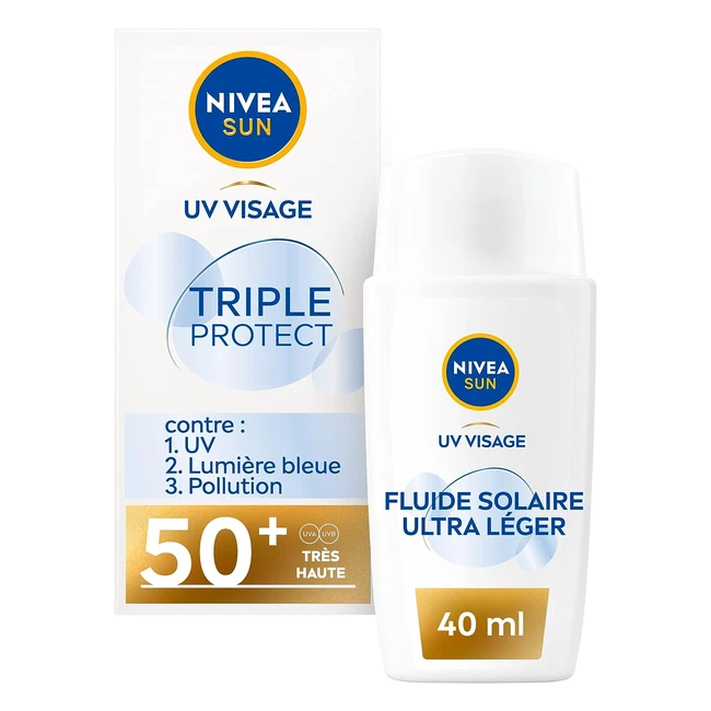 NIVEA Sun Soin Solaire Visage Triple Protect 50 - Texture Ultralégère - Acide Hyaluronique