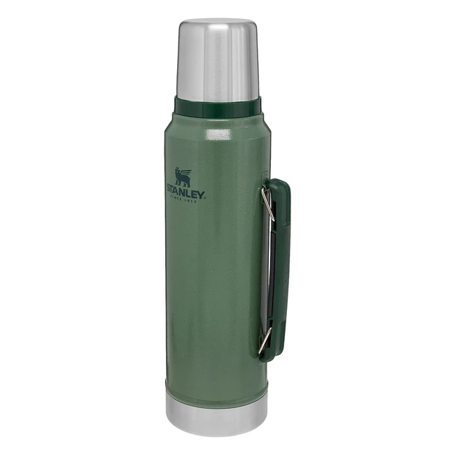 Stanley Classic Legendary Thermosflasche 1L Hammertone Green - BPAfrei - Hält 24 Stunden heiß - Deckel fungiert als Trinkbecher