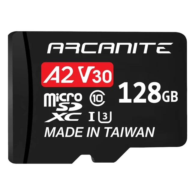 Carte mémoire microSDXC Arcanite 128 Go avec adaptateur SD - A2 UHSI U3 V30 4K C10