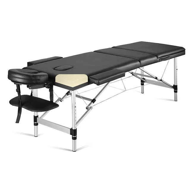 Table de massage pliante professionnelle 3 sections avec pieds en aluminium - Confortable et polyvalente