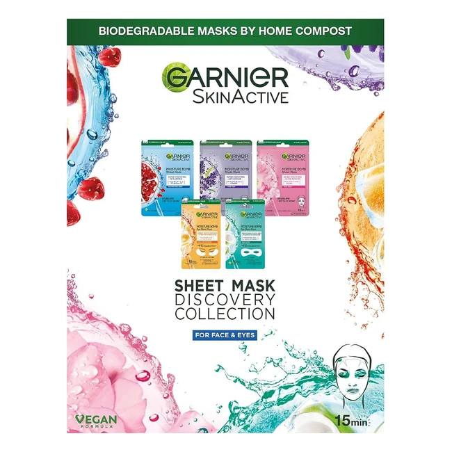Garnier Discovery Collection Tissue Mask 5 Count - Hydrating, Brightening, Refreshing - Pack of 1