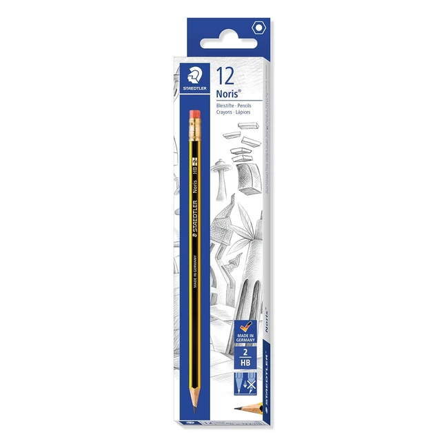 Staedtler 122HB Noris Graphite Pencils with Erasertip - HB - Box of 12