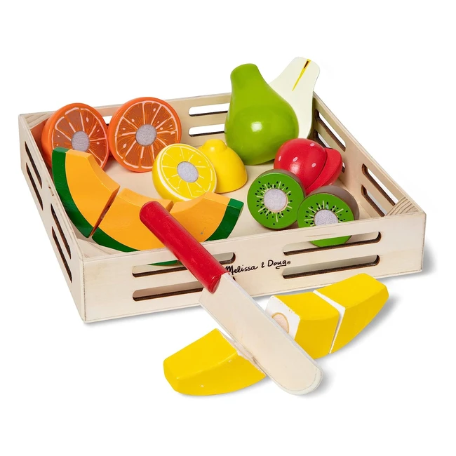Melissa & Doug Wooden Fruit Toy Cutting Set - Kids Play Food - 17 Piece Set