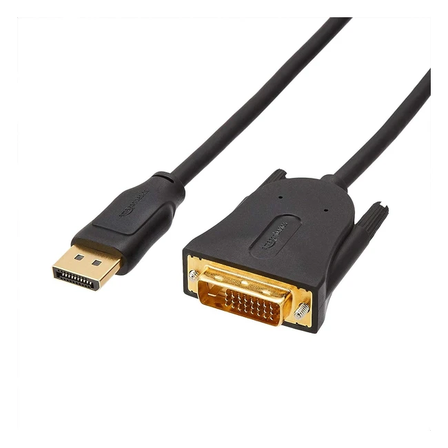Amazon Basics DisplayPort to DVI Cable - Goldplated Connectors - 18m/6ft - Ideal for Video Streaming and Gaming