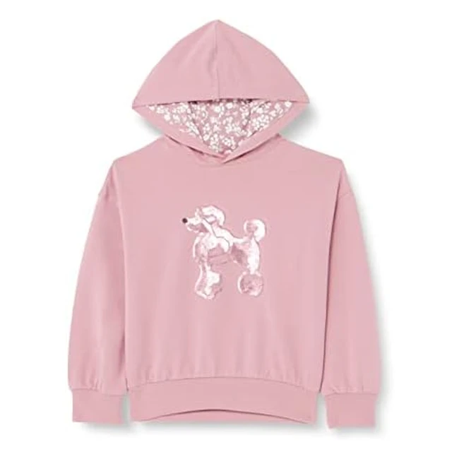 s.Oliver Junior Mädchen 2127384 Sweatshirt mit Kapuze Pink 116/122 - Weiches Baumwollstretch-Material - Pailletten-Detail
