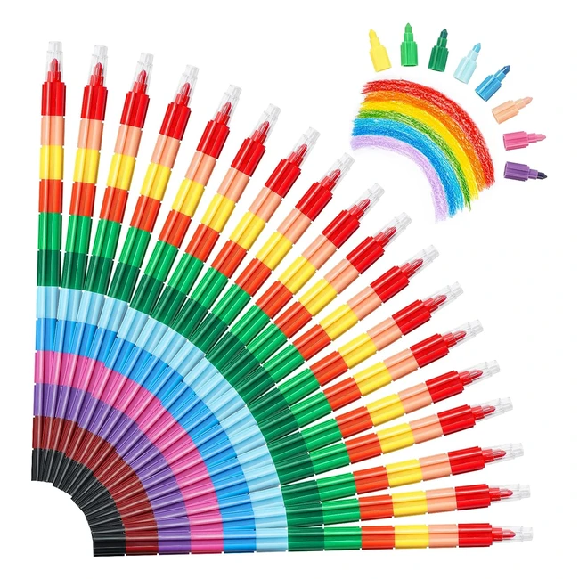 Vicloon Pastelli per Bambini Impilabili - 18 Pezzi, Colorati, Deformabili - Giocattoli Creativi per Scuola - Regalo Festa Bambini