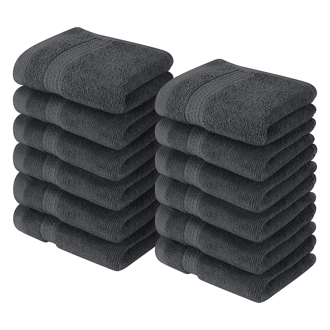Lot de serviettes de toilette premium Utopia Towels 30x30 cm - Gris - 100 coton