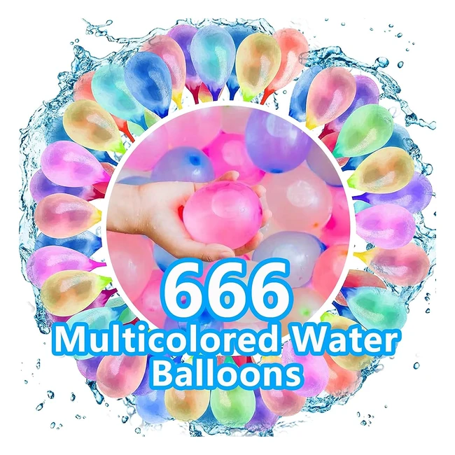 666 Water Balloons for Kids - Self Sealing, Quick & Easy Fill, Multicolor Water Bombs - Pool, Outdoor Party, Beach Summer Fun