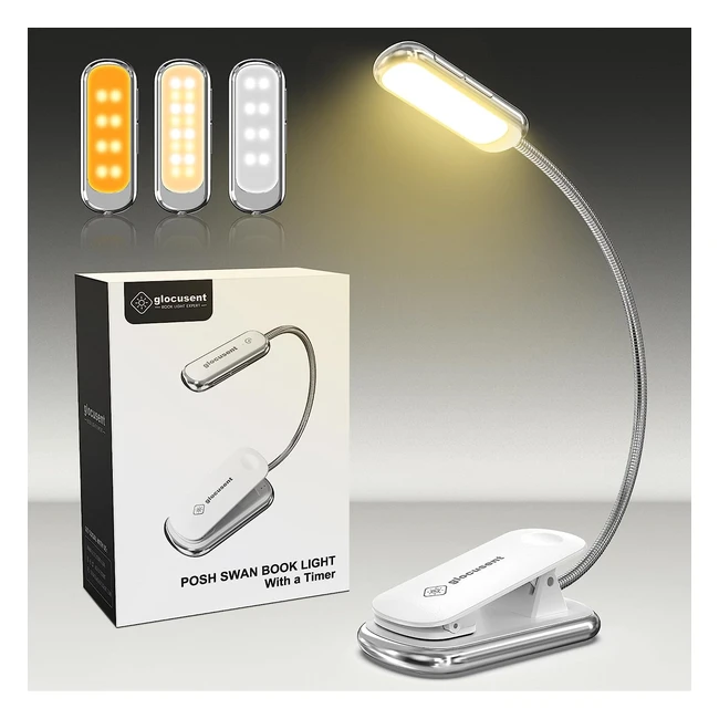 Lampada da lettura Glocusent Posh Premium - Timerluce Ricaricabile 16 LED Cur