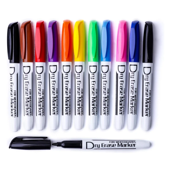 Volcanics Dry Wipe Pens - Low Odor Fine Tip - Box of 12 - 10 Colors