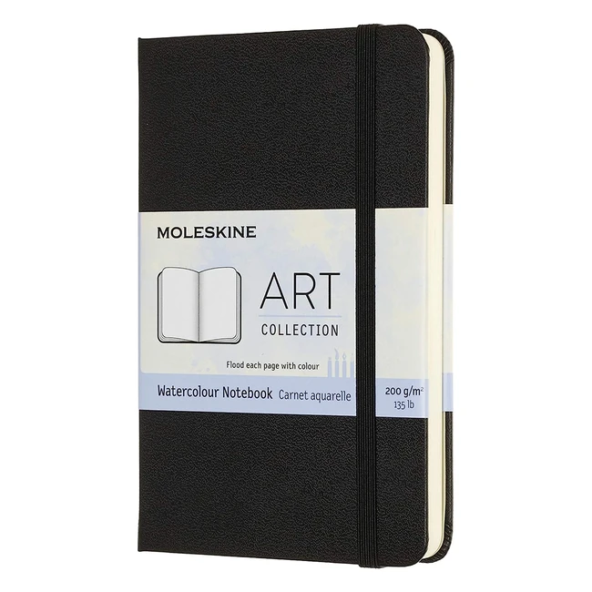 Moleskine Carnet Aquarelle - Papier pour Crayons et Peintures - Format Poche 9x14cm - Couleur Noir - 60 Pages