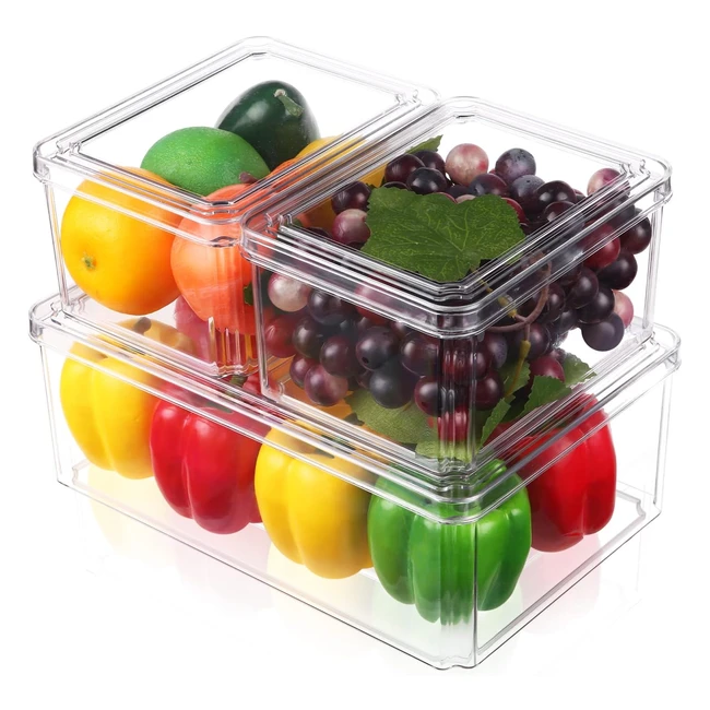 Lot de 3 boîtes de rangement transparentes pour réfrigérateur - Organisateur polyvalent pour la cuisine - Référence XYZ