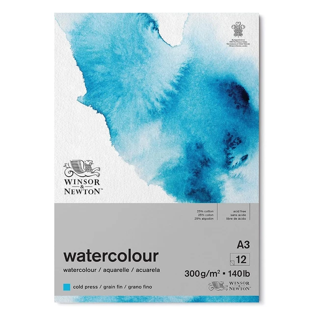 Winsor & Newton Watercolour Paper Pad A3 12 Sheets 300gsm - Premium Quality, Acid-Free