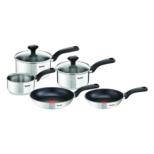Tefal 5 Piece Comfort Max Stainless Steel Induction Set - Durable & Nonstick