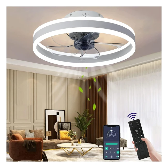 Ventilateur de plafond Wildcat avec éclairage silencieux LED et télécommande - Moderne et élégant - Blanc - 50 cm
