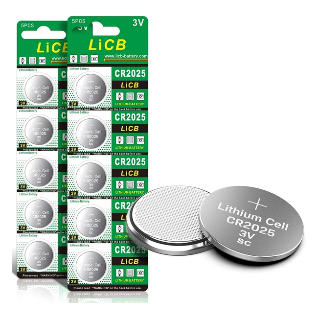 Licb CR2025 3V Lithium-Knopfzellen Batterien, 10er Pack