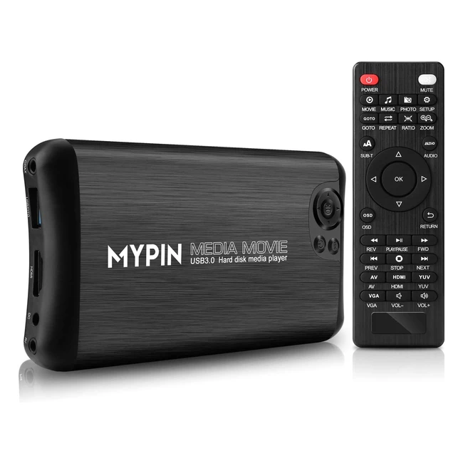 Lettore Multimediale Digitale mypin con HDMI/AV/VGA - Riproduzione Video e Foto - USB/SD/Hard Disk - Supporta USB 3.0