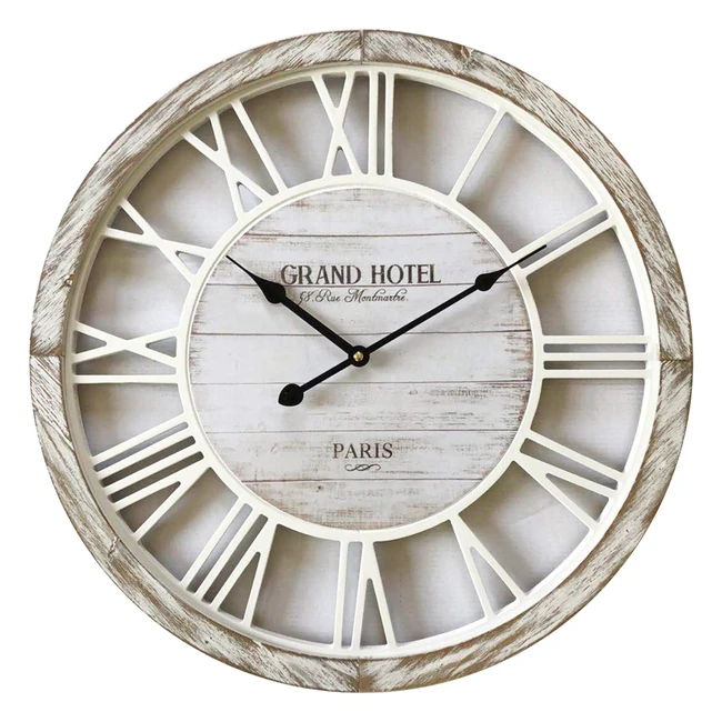 Horloge de décoration en bois style shabby - Diamètre 50cm - Art RE6140