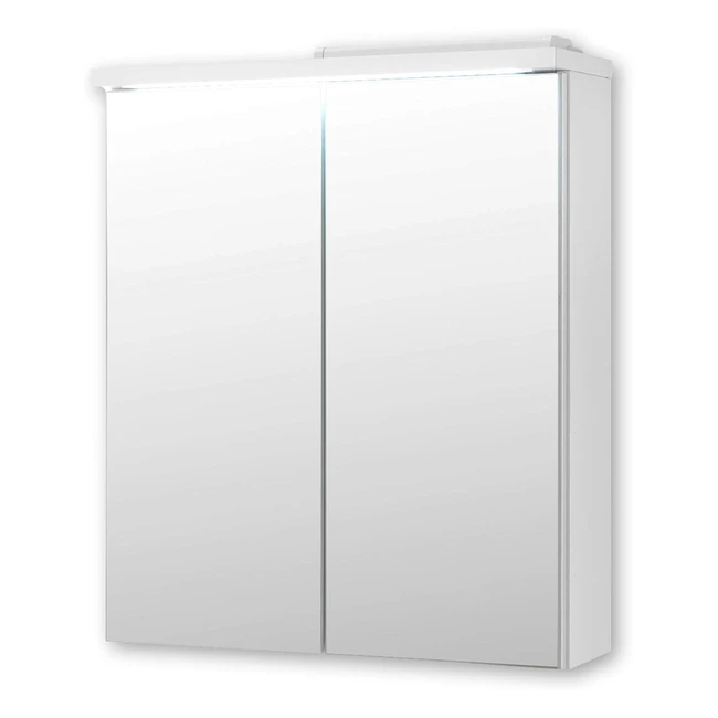 Spiegelschrank Bad mit LED-Beleuchtung in Weiß - Moderner Badezimmerspiegel Schrank - 60x68x20cm