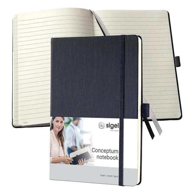 Premium Sigel CO122 Notebook - A5 Hardcover Black - Organize Yourself with Numbered Pages and Perforated Sheets