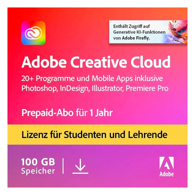 Adobe Creative Cloud Alle Apps Student und Teacher 1 Jahr PC/Mac Download