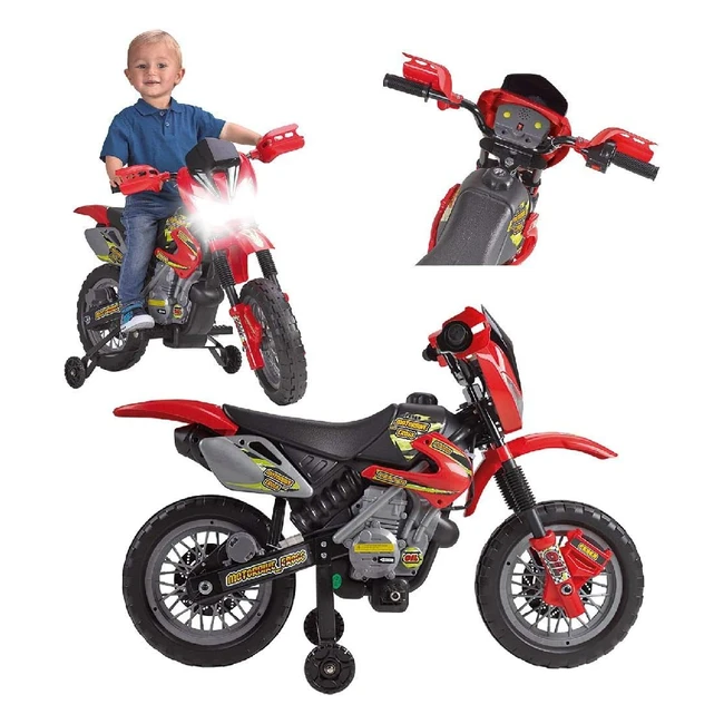 Feber Motorbike Cross 400F - Moto Batteries pour Enfants 3-5 Ans 6V Rouge - Famo