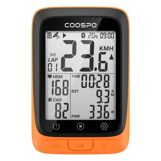 Ciclocomputer GPS Coospo BC107 - Calibrazione automatica, segnale impermeabile, retroilluminazione automatica - Arancione