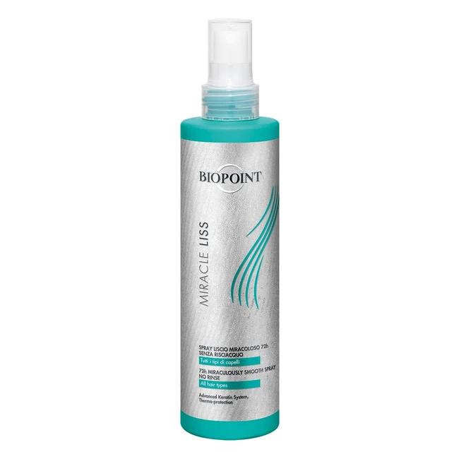 Spray Biopoint Miracle Liss Senza Risciacquo - Liscio 72h - Azione Anticrespo - Morbidezza e Leggerezza - 200 ml