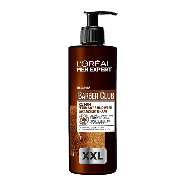 L'Oréal Men Expert Bartshampoo für Männer XXL Wertpaket 3in1 Bartpflege mit Zedernholzöl 1x 400 ml