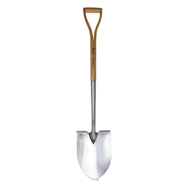Kent Stowe Stainless Steel Pointed Spade - Extended Shank, Large Tread - All Year Round Garden Tools