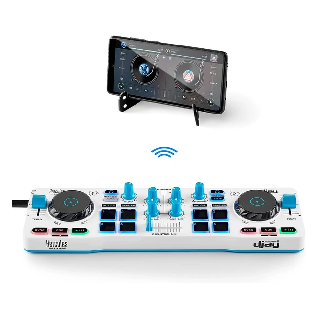 Controladora DJ inalámbrica Bluetooth Hercules DJControl Mix Blue Edition - Exclusiva de Amazon