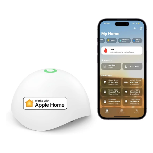 Detector de Agua Inteligente Meross - Sensor Fugas Wifi - Kit Alarma Mini - Cocina Baño Stano - Apple HomeKit