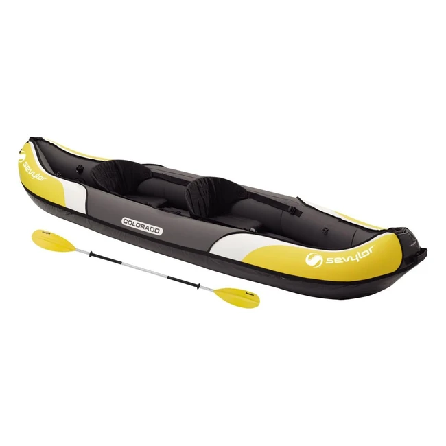 Sevylor Colorado Inflatable Canoe Kit - 2 Person Folding Kayak 1 Double Paddle