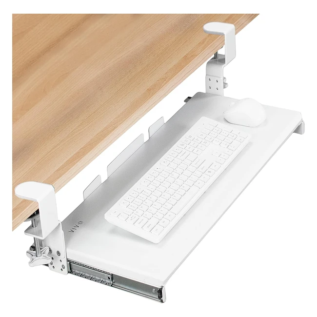 vivo große höhenverstellbare Unter-Tisch-Tastaturablage C-Klemmsystem 27-33 inklusive Klemmen x 11 Zoll ausziehbare Plattform Computertisch für das Tippen weiß mountkb05hw