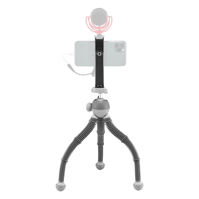 Joby Podzilla Kit Trépied Flexible avec Support de Téléphone GripTight 360 - Compatible avec iPhone, Caméra Sport - Gris