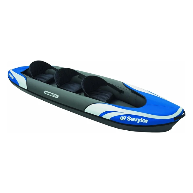 Sevylor Hudson Inflatable Kayak 3-Person Blue | Stable & Comfortable | Easy Inflation & Deflation