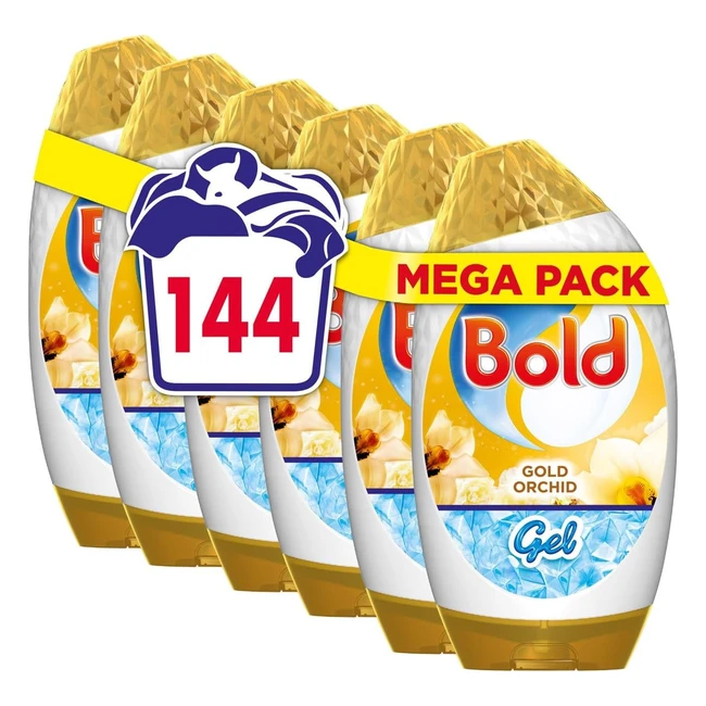 Bold Washing Liquid Detergent Gel 144 Washes 840ml x 6 - Gold Orchid, Lenor Freshness