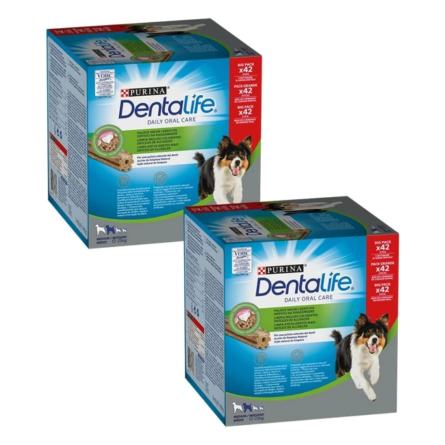 Snack cane Purina Dentalife per igiene orale, taglia media, 2 confezioni da 42 sticks