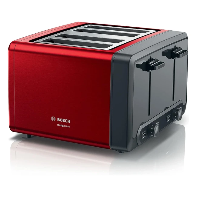 Bosch Designline Plus Toaster - Efficient Performance, Timeless Design, Red