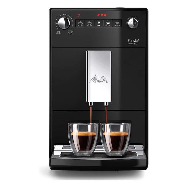 Melitta Purista F 230102 Kaffeevollautomat mit leisem Kegelmahlwerk, schwarz