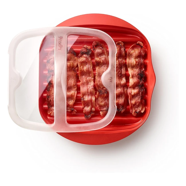 Cocedor de bacon para microondas LKU rojo - Ahorra tiempo y grasa