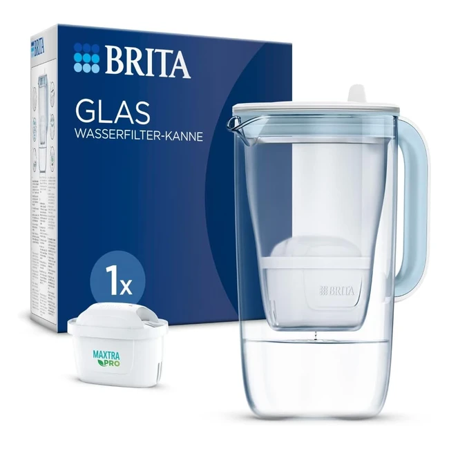 Brita Glas Wasserfilter Krug hellblau 2,5 l inkl. 1 Maxtra Pro Allin1 Patrone - Premium Design Krug aus Glas - Reduziert Kalk, Chlor, Pestizide, Metalle wie Blei und Kupfer