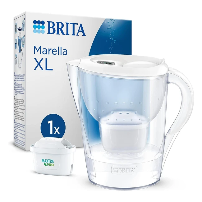 BRITA Marella XL Wasserfilterkanne Weiß 35 l inkl. 1 x MAXTRA Pro Allin1 Kartusche - Filter zur Reduzierung von Kalk, Chlor, Blei, Kupfer und geschmacksbeeinträchtigenden Substanzen im Wasser