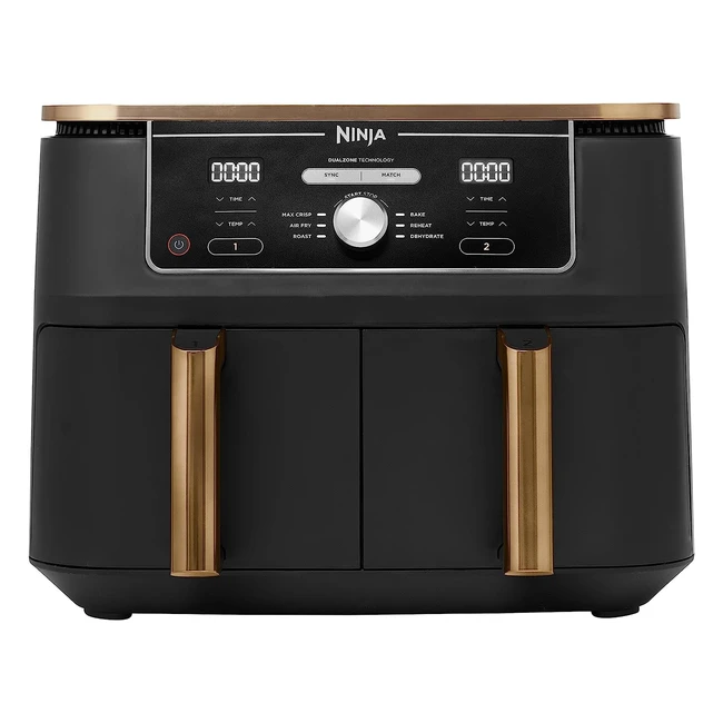 Ninja Foodi Max Dual Zone AF400EUCP Heißluftfritteuse Amazon Exklusiv 2 große Frittierkammern 6 Funktionen 2 unabhängige Garzonen 9,5 Liter Kupfer/Schwarz