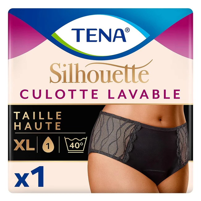 Culotte Tena Silhouette Incontinence Lavable Femme - Protection Fuites Légères - Noir Taille Haute XL