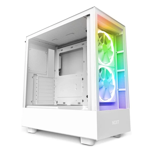 Boîtier PC Gaming NZXT H5 Elite CCH51EW01 - Ventilateur RGB intégré - Panneaux en verre trempé - Blanc