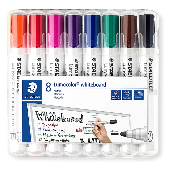 Staedtler Lumocolor 351 WP8 Whiteboard Marker Bullet Tip 2mm 8 Farben