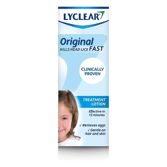Lyclear Original Lotion - Fast Action Head Lice Treatment - Kills Lice & Eggs - Easy to Apply