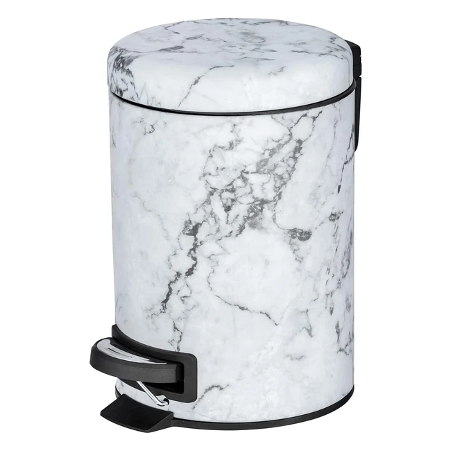 Poubelle salle de bain Wenko, pédale acier inox effet marbre, 3L